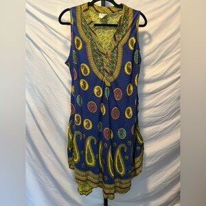 Seven Islands Paisley Sleeveless Dress in Blue and Yellow (Bundled price BIN4)